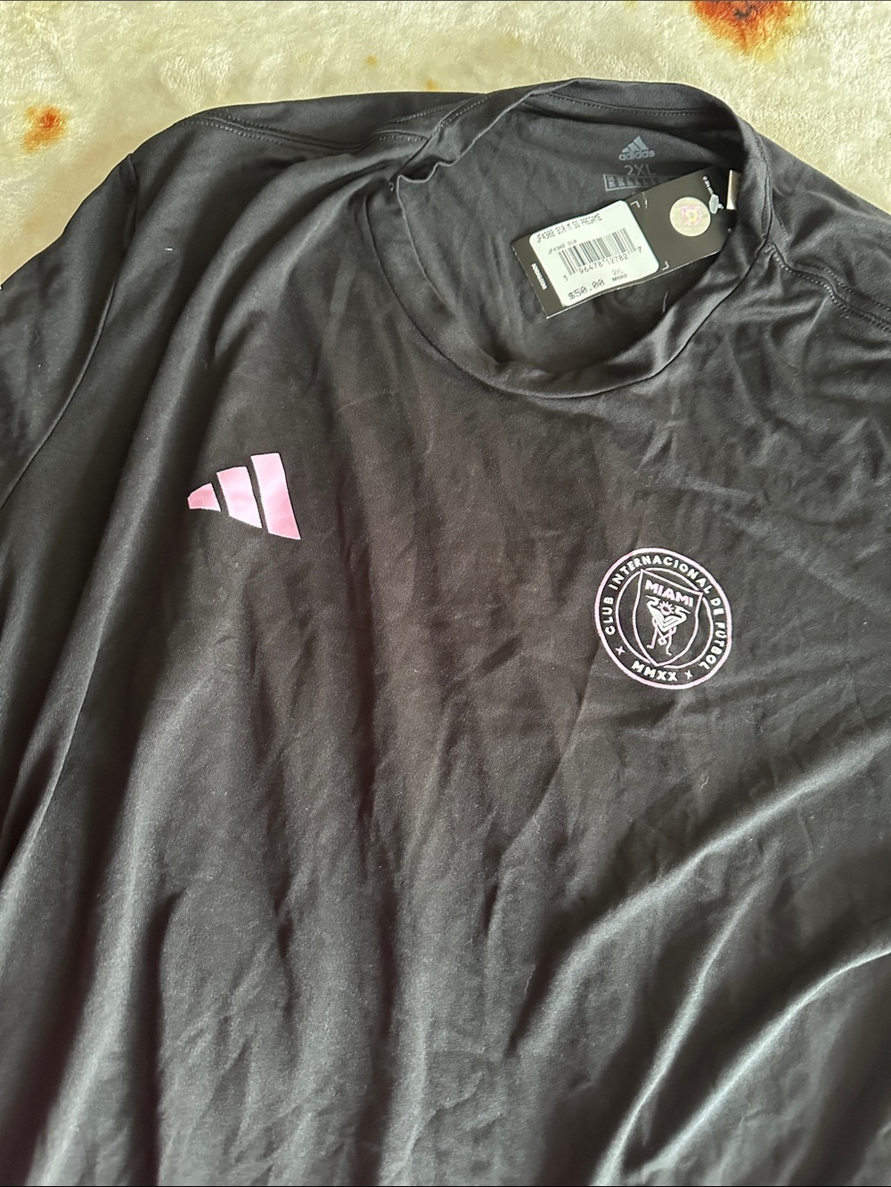 adidas Black Tee with Pink Logo Accents